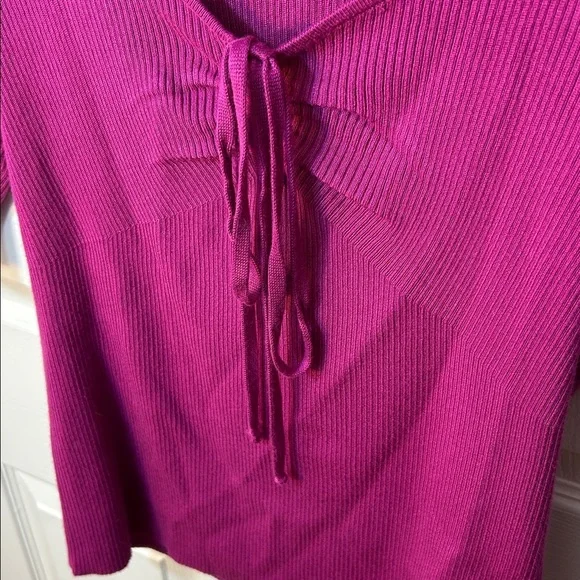 Addition Elle Pennington’s fuchsia Tie front 3/4 length sleeve sweater size 1X - Picture 4 of 7